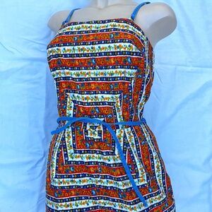 Vintage Sixties Retro Cotton Bathing Suit / Playsuit by Elizabeth Stewart Size S